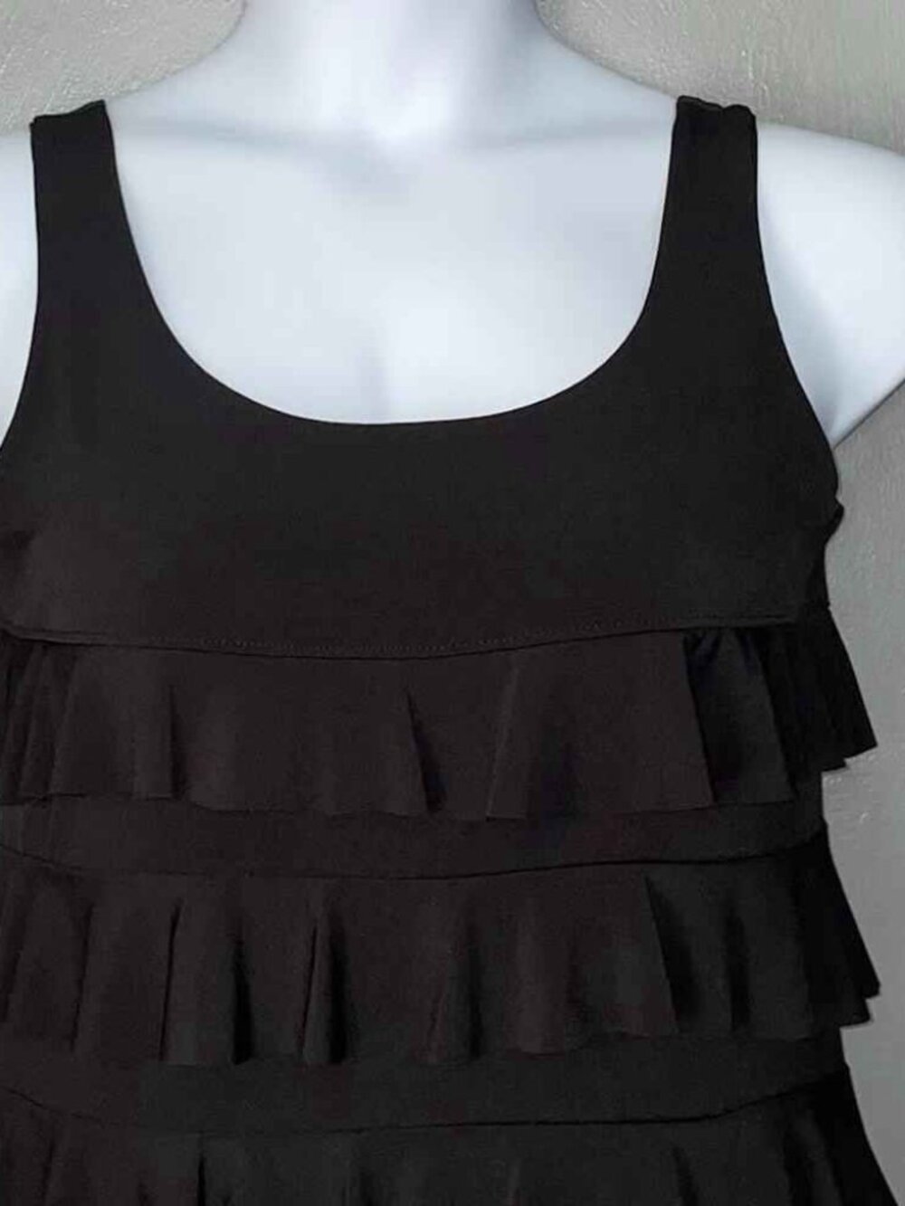 Dark Black Maxi Dress Size S M Sleeveless Tiered Ruffle Whimsigoth Romantic Fair - Picture 3 of 5